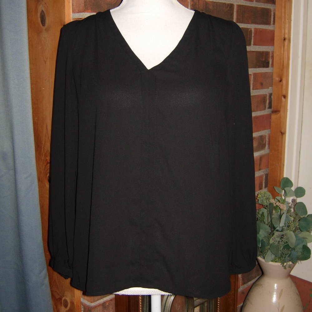 J. Crew Black Long Sleeve V-Neck Top XS